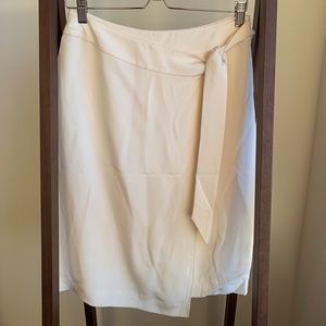 J Crew Off White Overlap Tie Waist Pencil Skirt